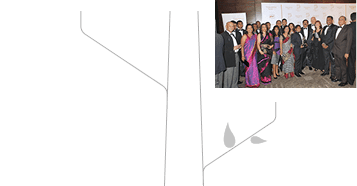 Corporate team group photo at a formal awards or recognition event